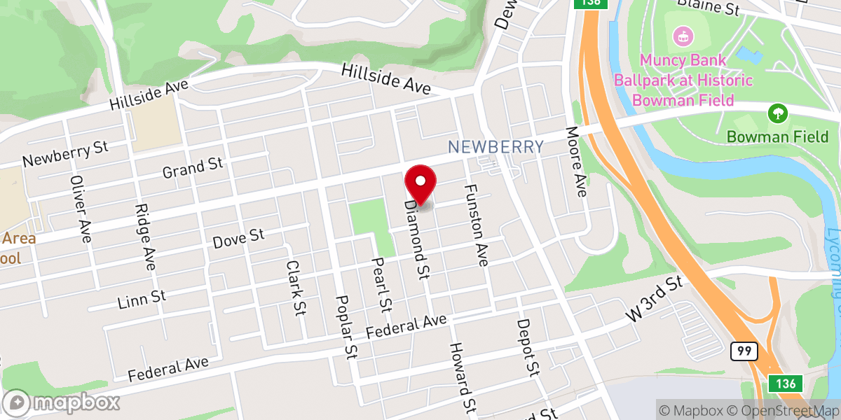 Map showing location of Diamond Street Christian Church