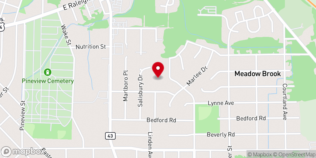 Map showing location of Thorne Chapel Baptist Church