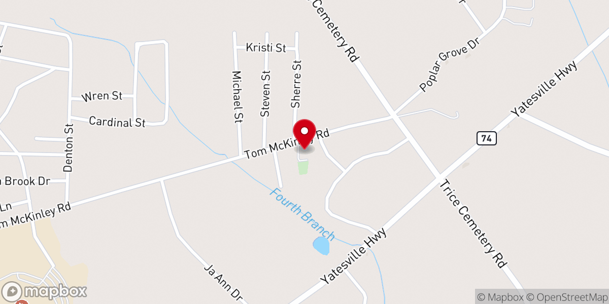 Map showing location of Pine Chapel Baptist Church