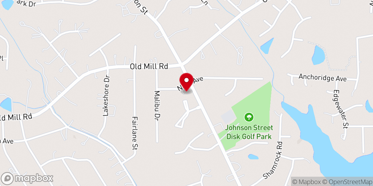 Map showing location of Lakeview Free Will Baptist Church