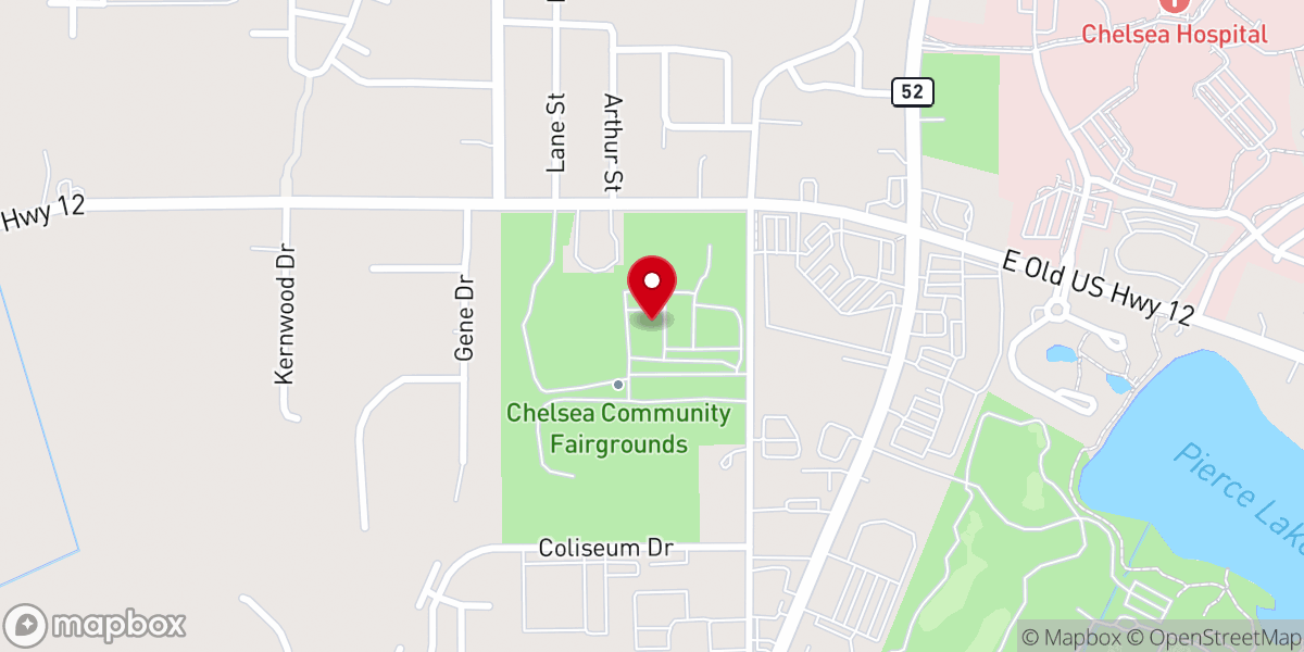 Map showing location of Chelsea Community Fair