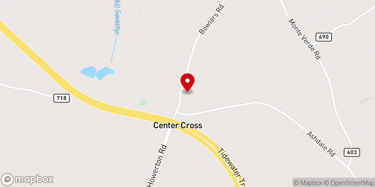 Map showing location of Nation Re-Awakening Ministry - Church in Center Cross VA
