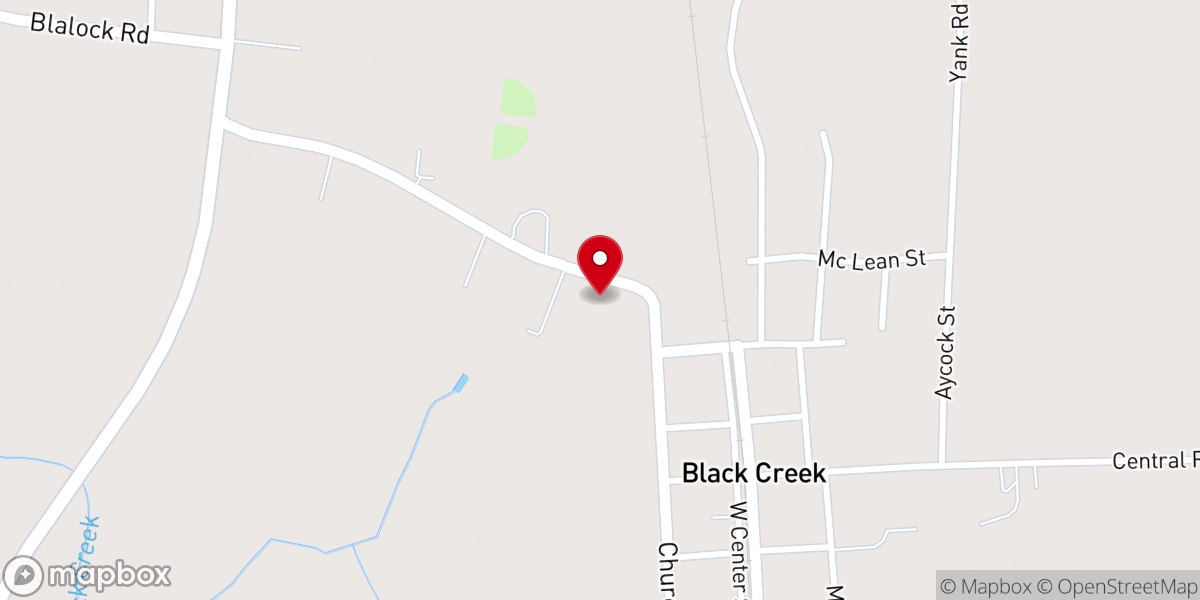 Map showing location of Black Creek Volunteer Fire Department