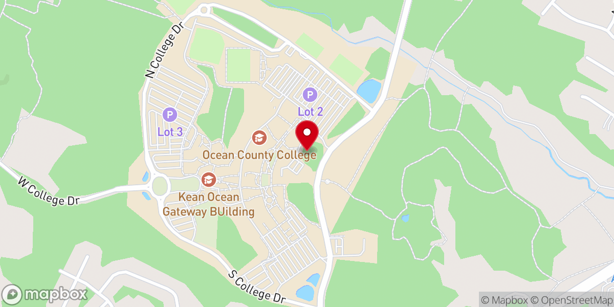 Map showing location of Ocean County College