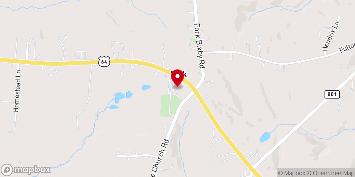 Map showing location of Fork Baptist Church