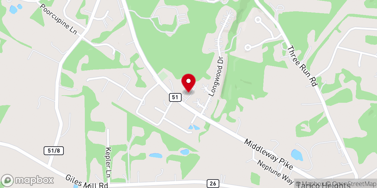 Map showing location of Heritage Free Will Baptist Church