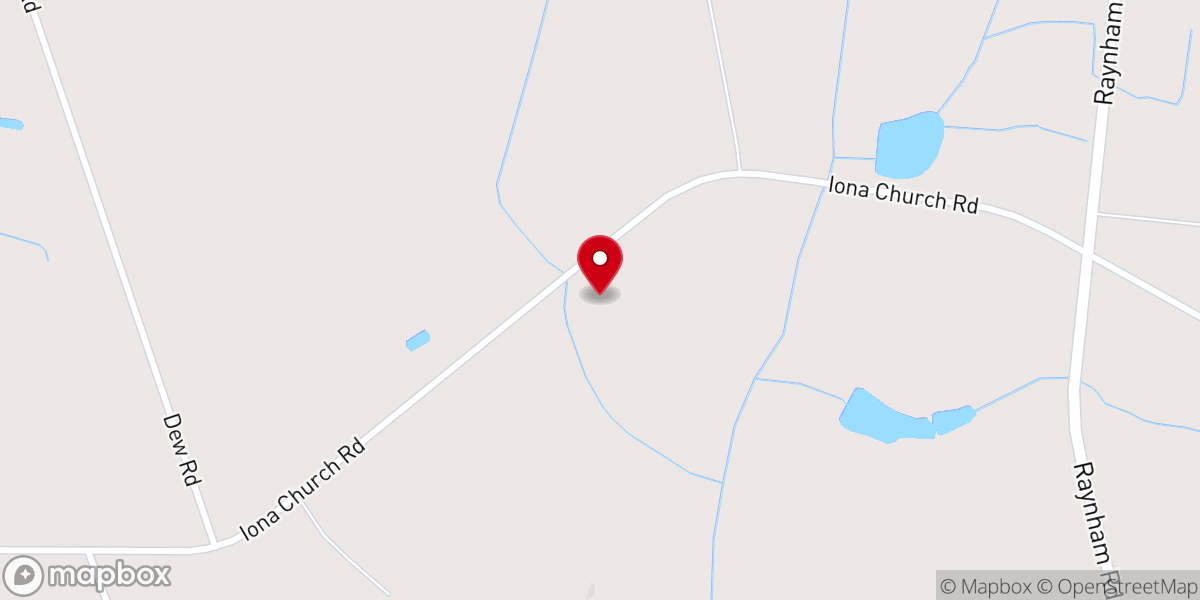 Map showing location of Aaron Swamp Baptist Church