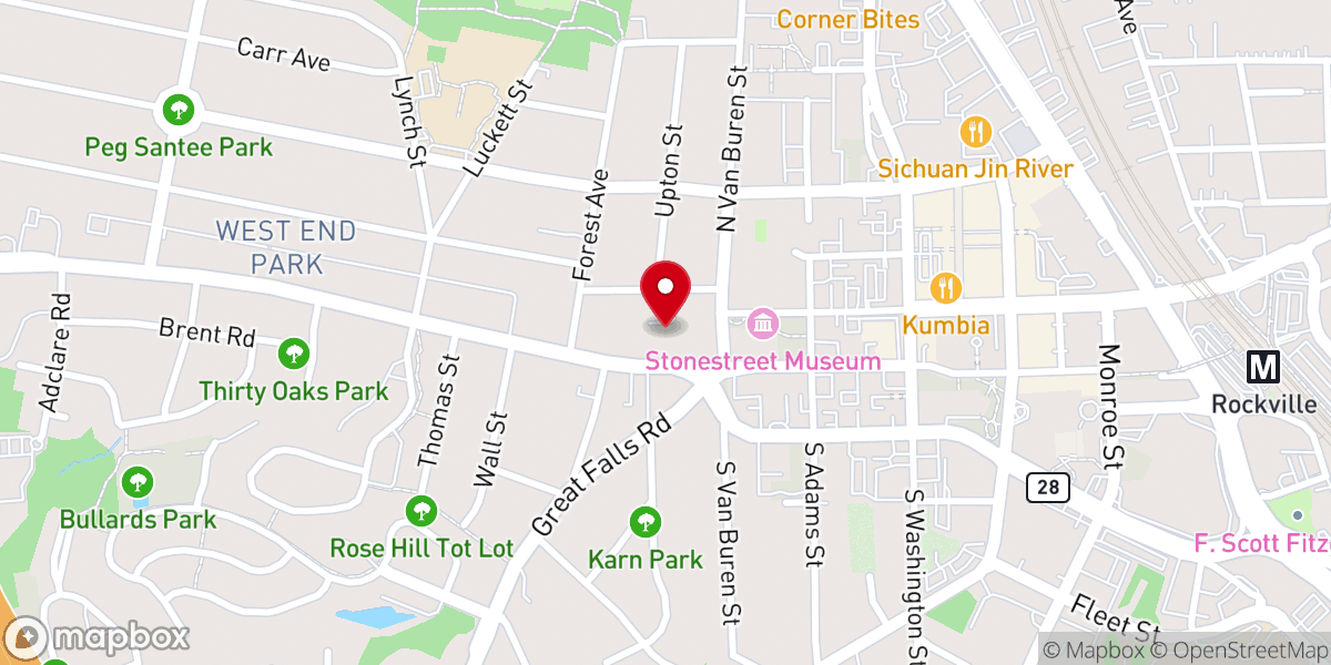 Map showing location of Rockville Presbyterian Church