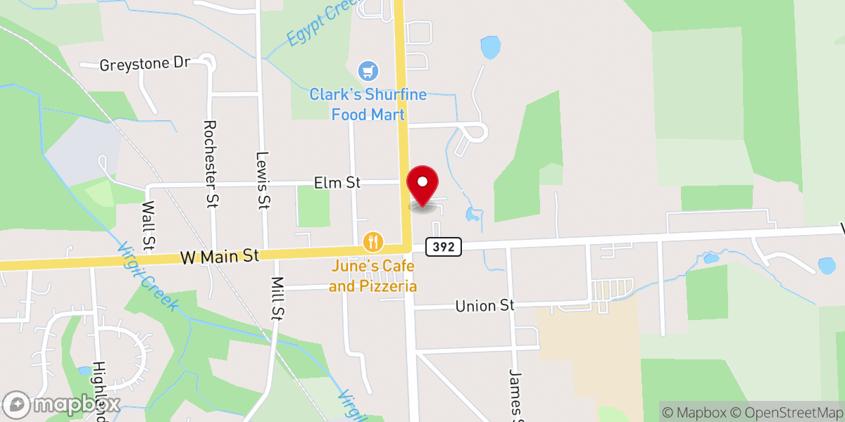 Map showing location of Dryden First Presbyterian Church