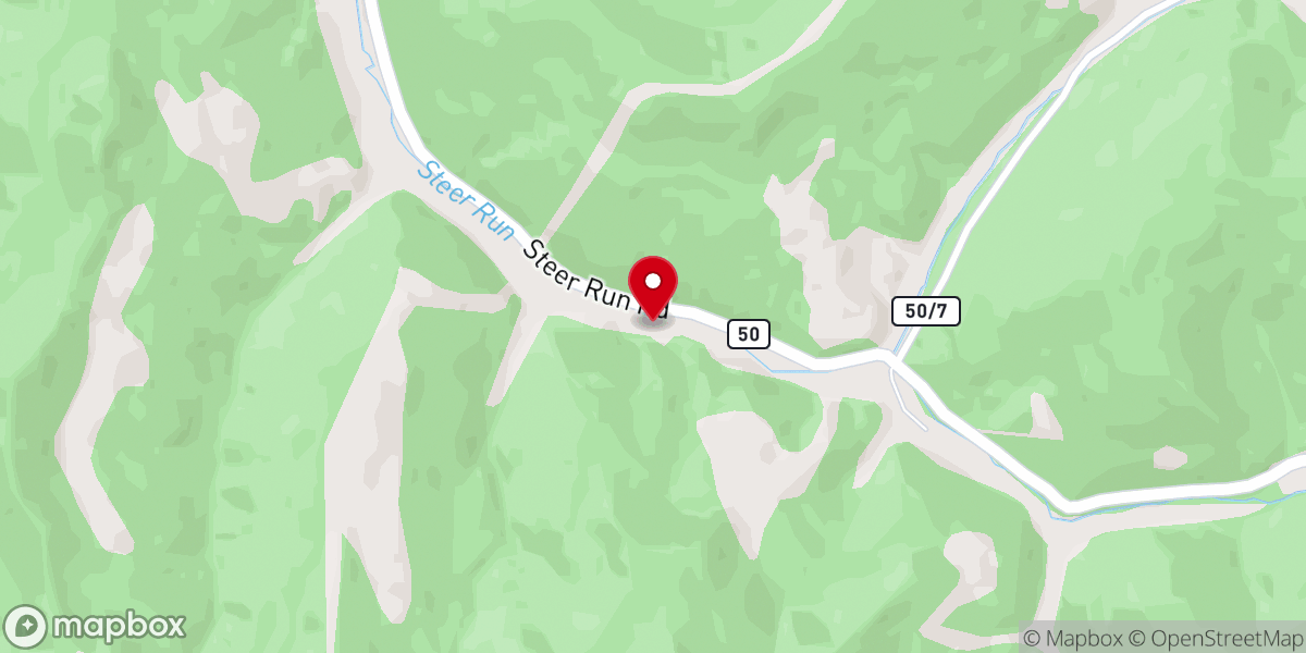 Map showing location of Upper Steer Run Baptist Church