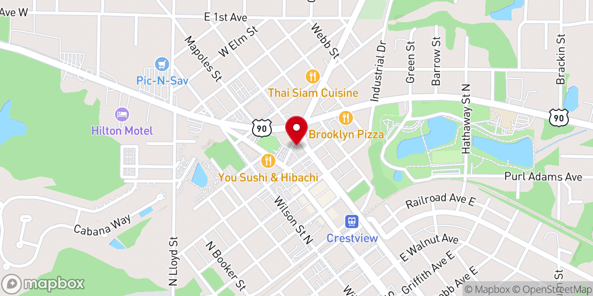 Map showing location of First Presbyterian Church