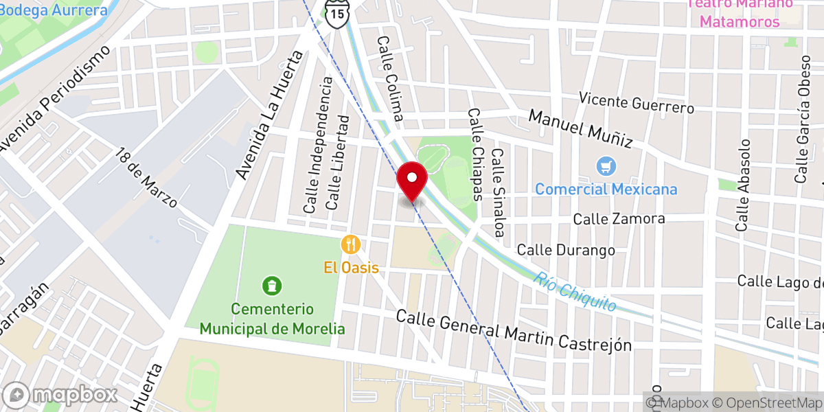Map showing location of Templo Fuente de Agua Viva