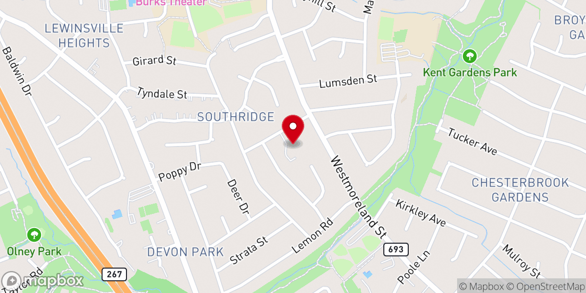 Map showing location of Chesterbrook United Methodist Church