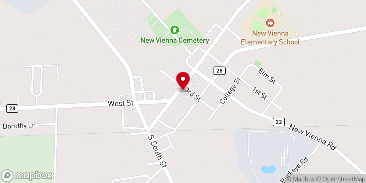 Map showing location of Town of New Vienna