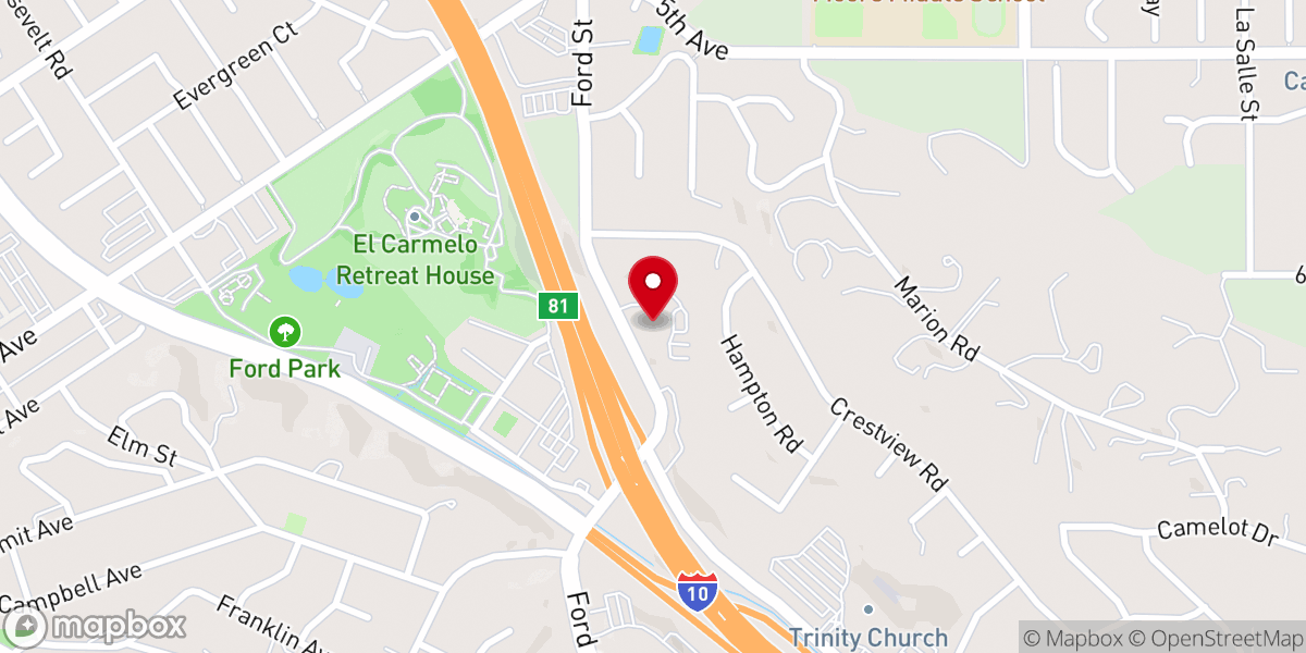 Map showing location of Church on the Hill