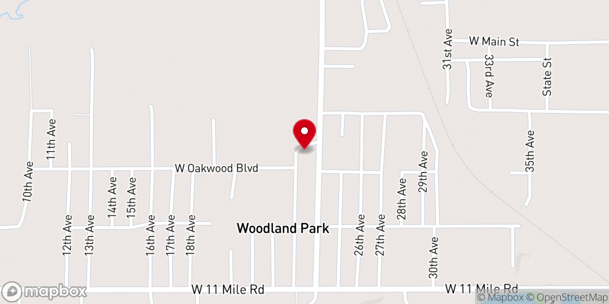 Map showing location of First Baptist Church-Woodland