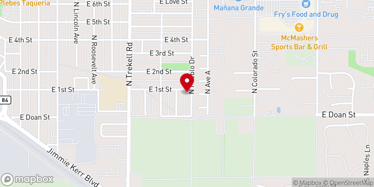 Map showing location of New Hope Baptist Church