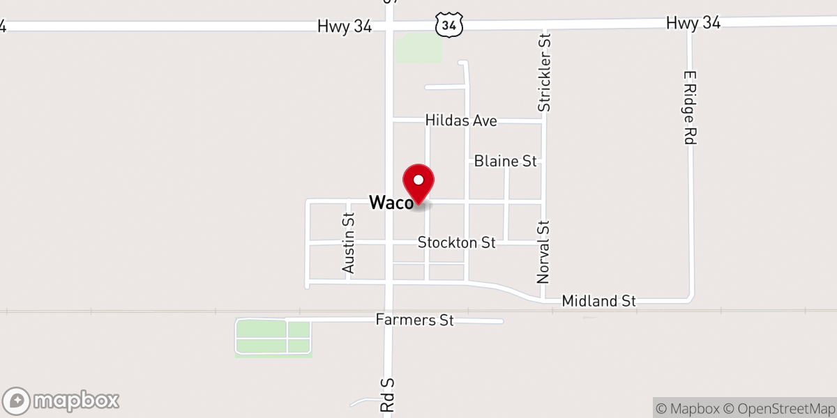 Map showing location of Waco United Methodist Church