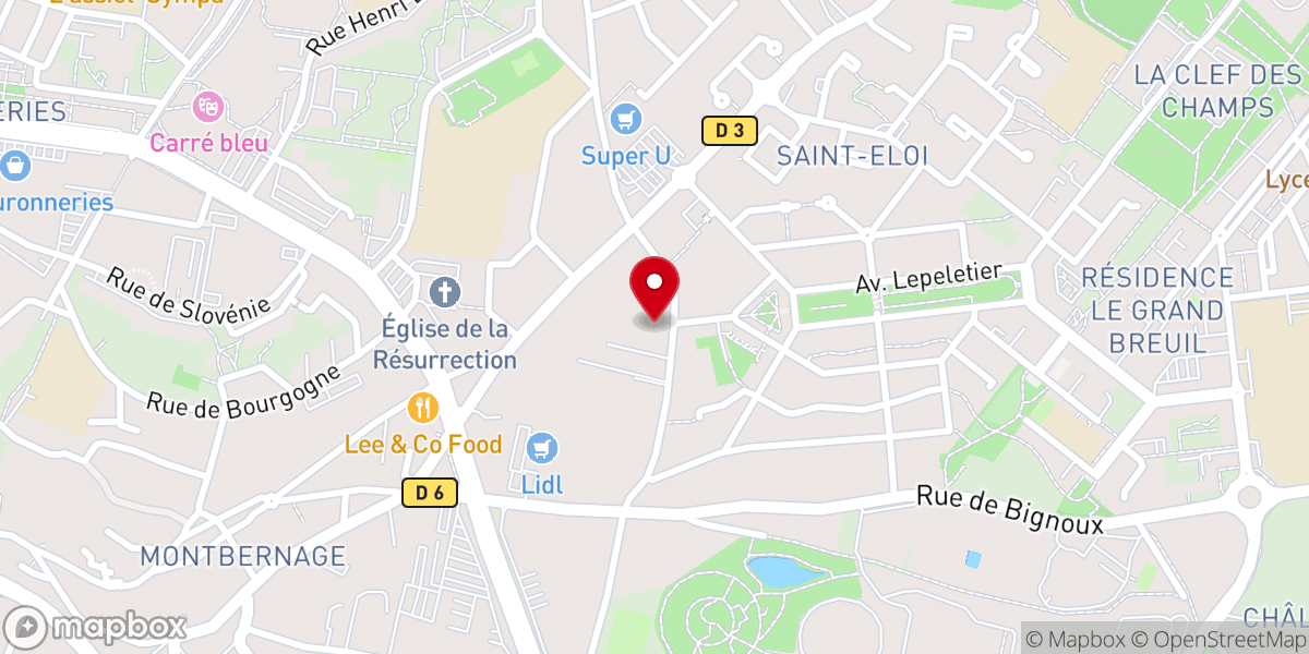 Map showing location of Eglise Baptiste de Poitiers