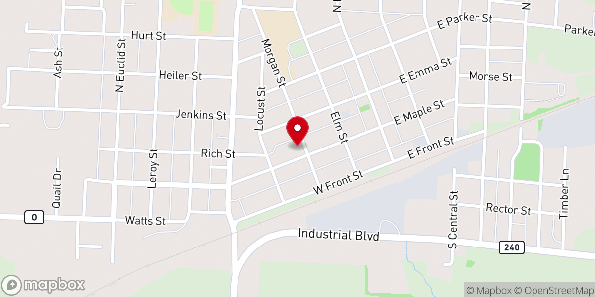 Map showing location of First Baptist Church of Slater Missouri