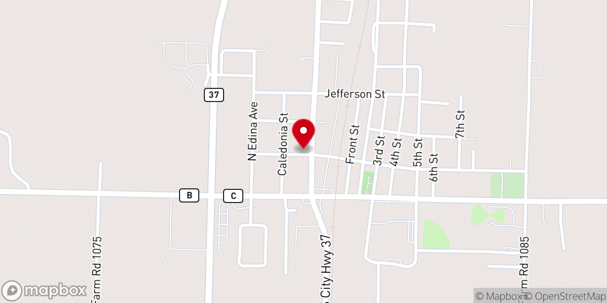 Map showing location of First Christian Church of Purdy