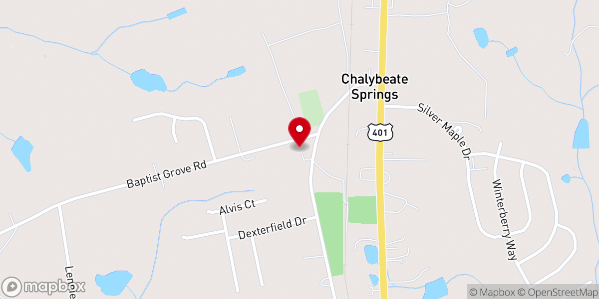 Map showing location of Chalybeate Springs Baptist Church