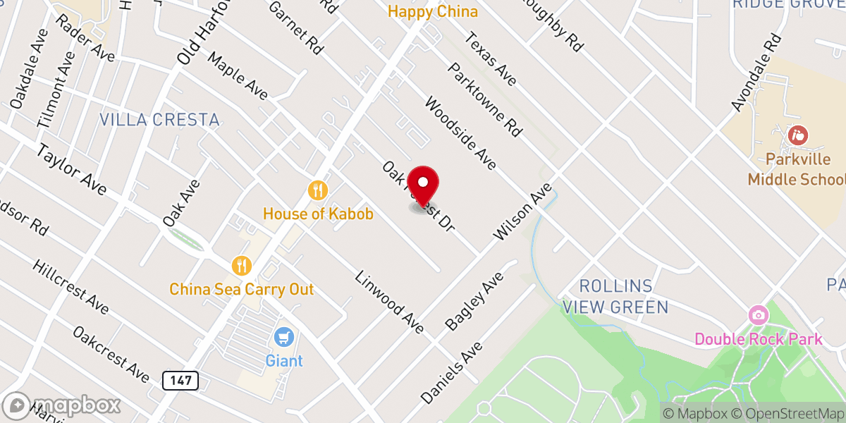 Map showing location of Korean Kwang Eun Presbyterian Church of Baltimore