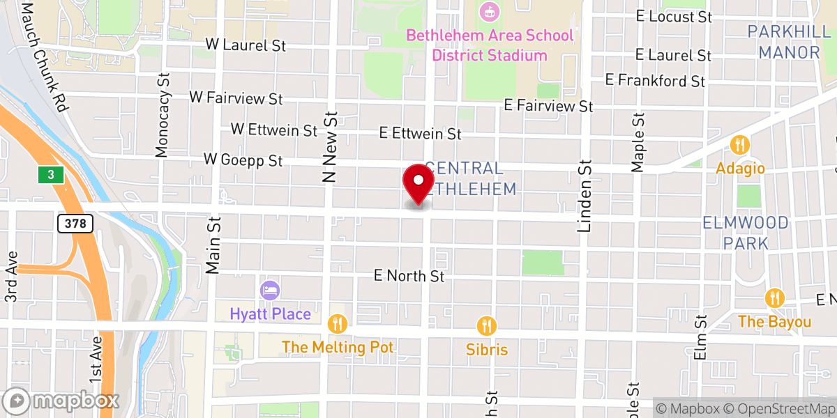 Map showing location of Emmanuel Evangelical Congregational Church