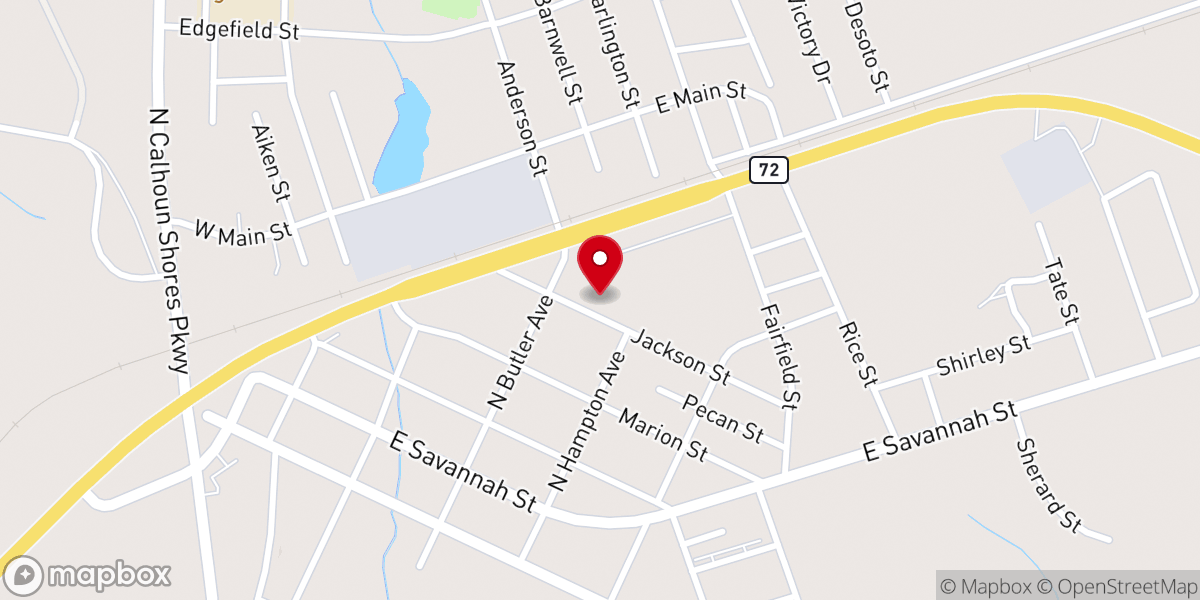 Map showing location of Calhoun Falls United Methodist Church