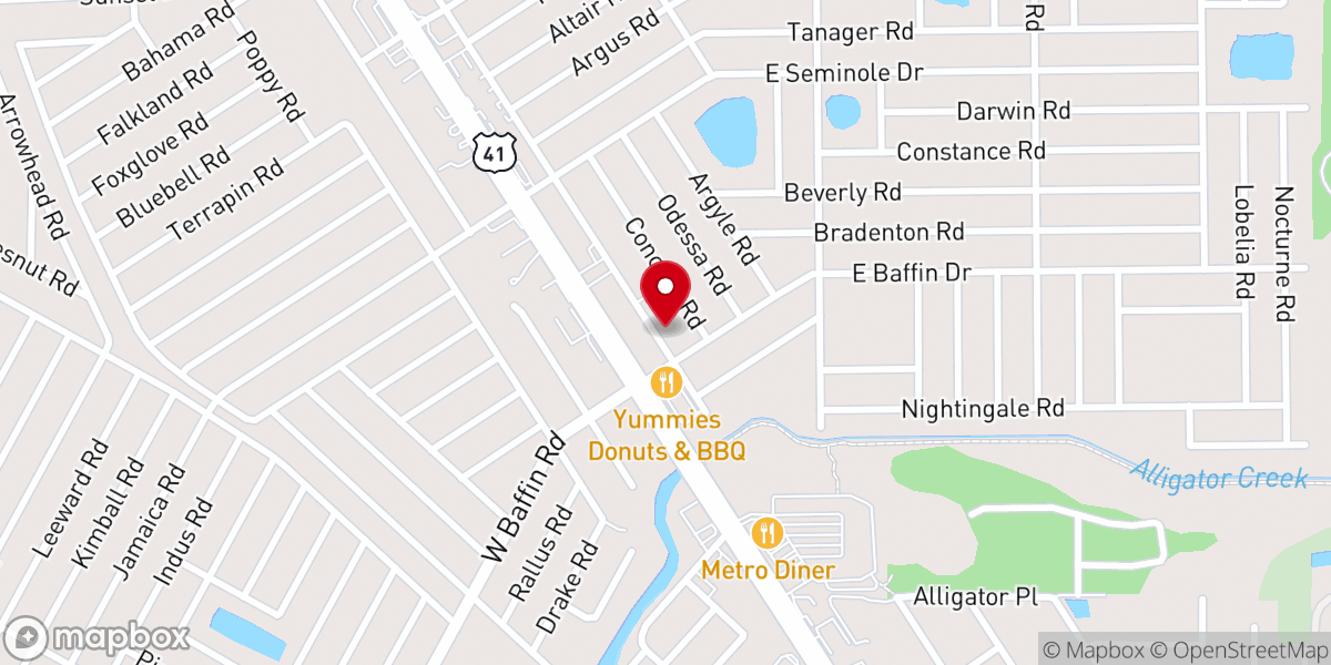 Map showing location of South Venice Baptist Church