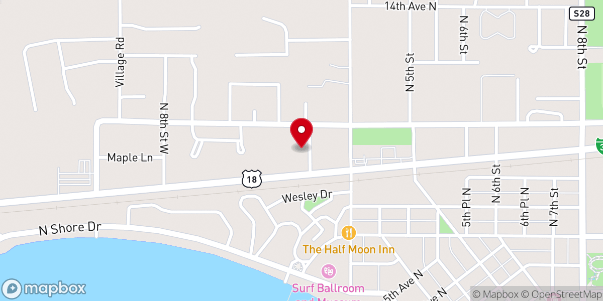 Map showing location of Clear Lake Christian Church