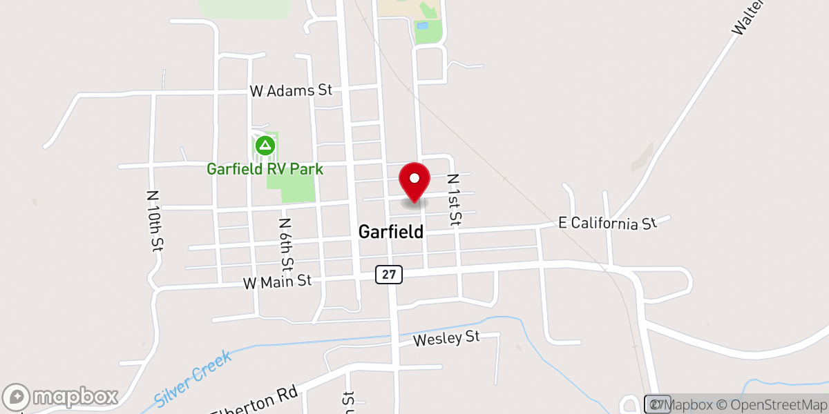 Map showing location of Garfield United Methodist Church