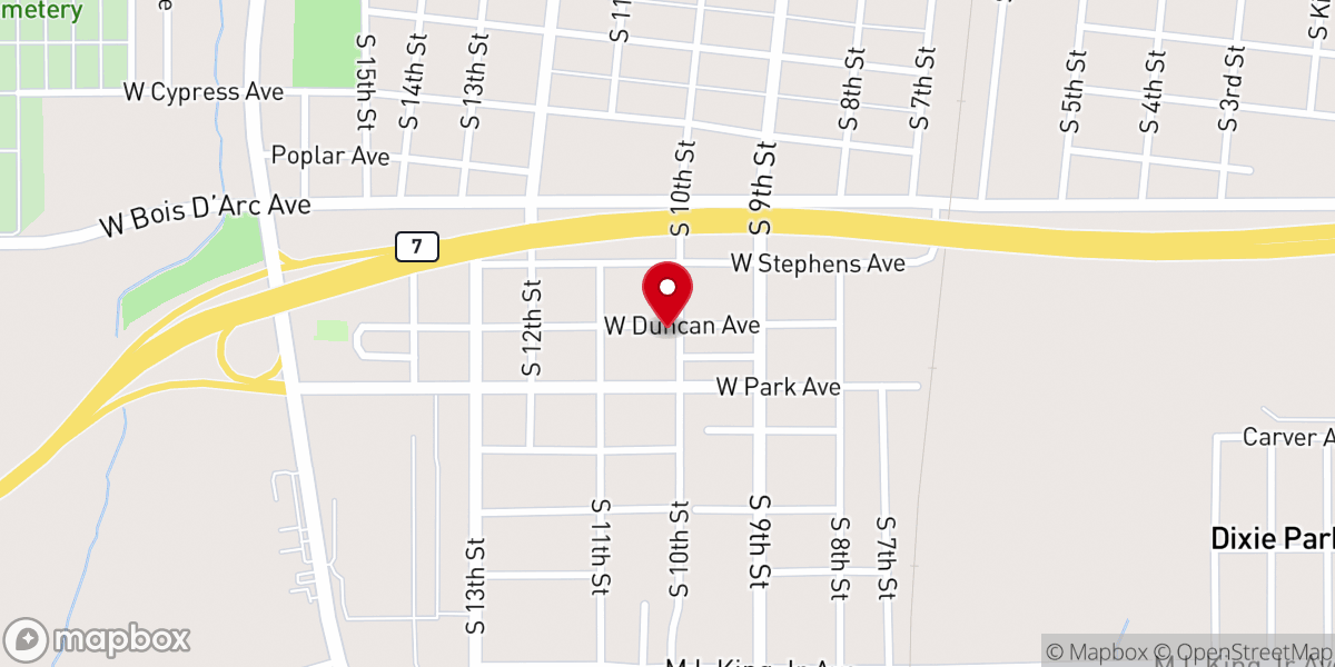 Map showing location of Highland Park Baptist Church