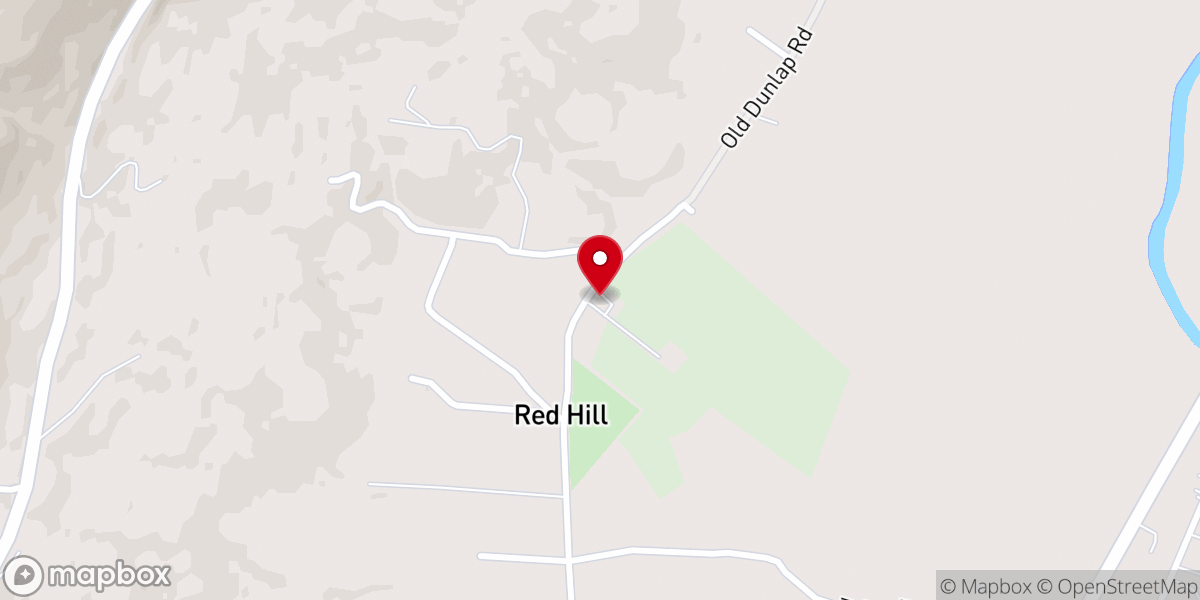 Map showing location of Red Hill Community Church