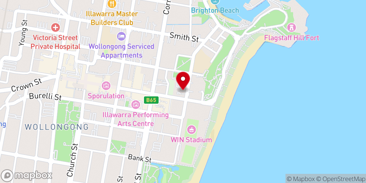 Map showing location of St Francis Xavier Cathedral Wollongong