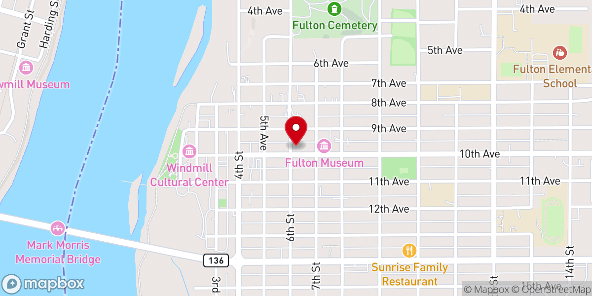 Map showing location of Fulton Assembly of God Church