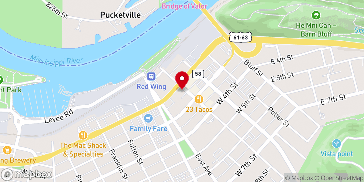 Map showing location of Wise Penny Thrift Store