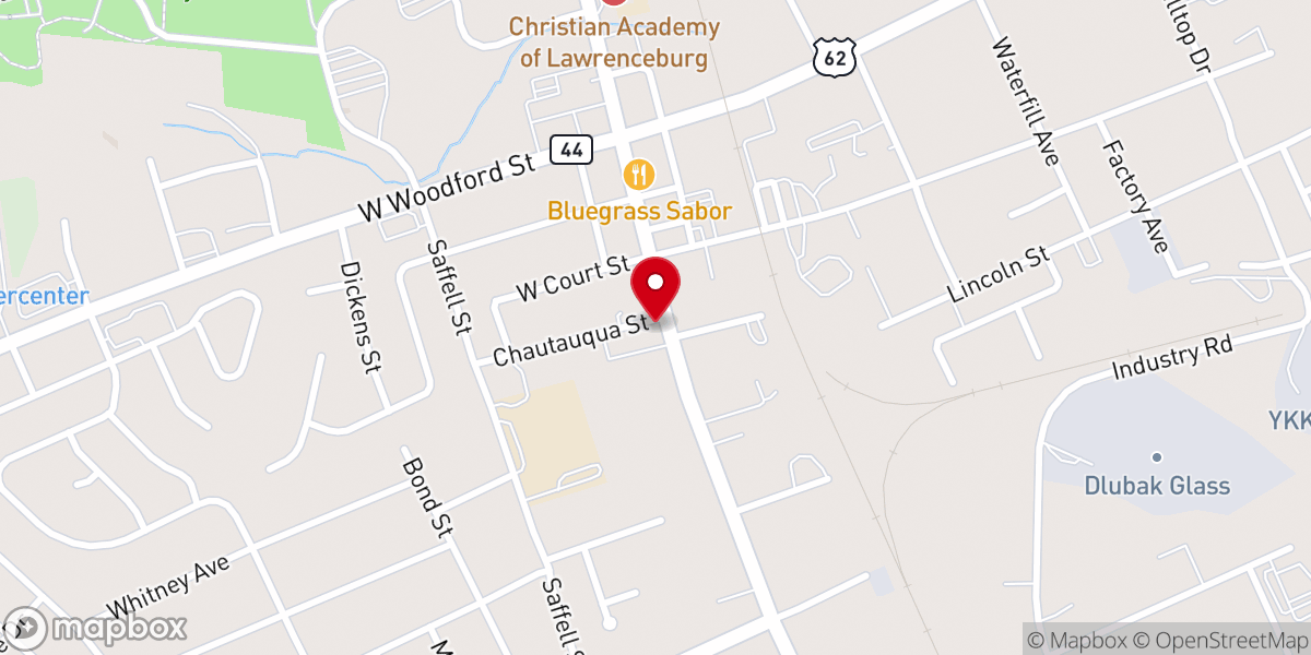 Map showing location of Lawrenceburg First Christian Church