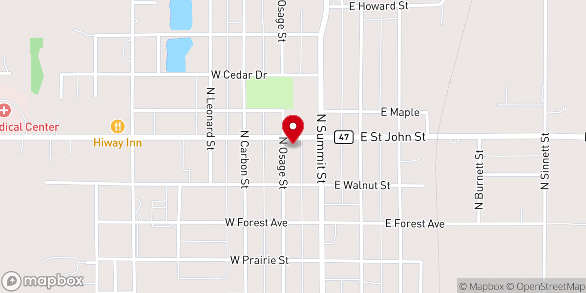 Map showing location of Trinity Lutheran Church