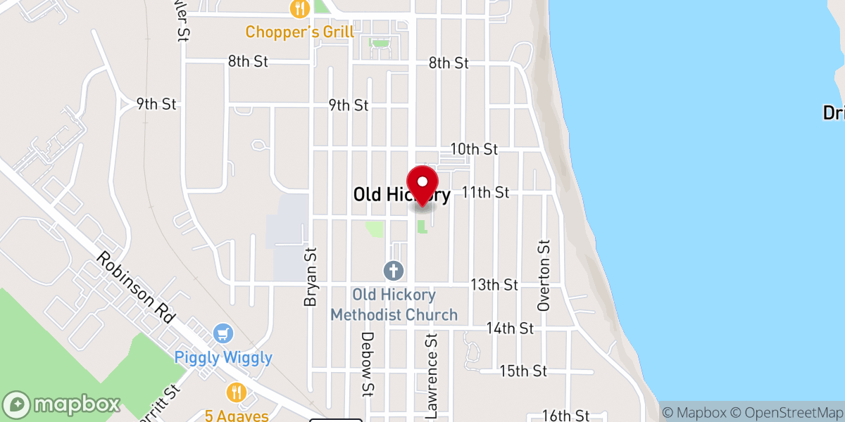 Map showing location of Old Hickory Village Farmers Market