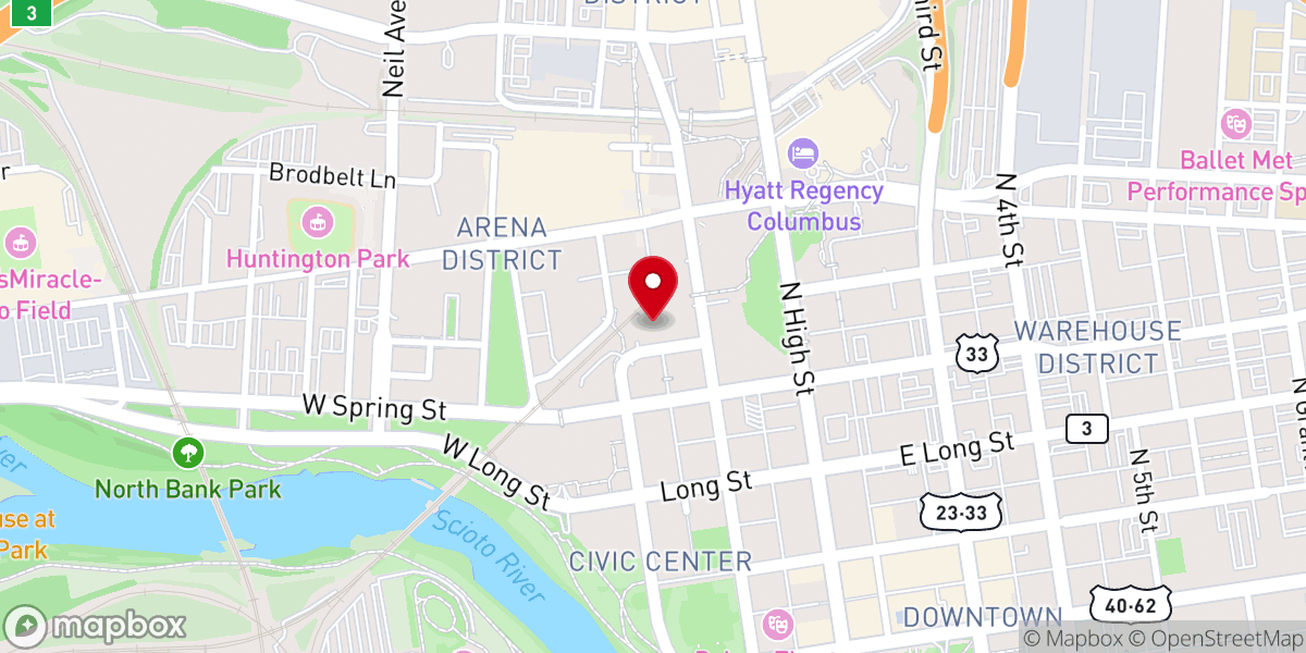 Map showing location of Interfaith Association of Central Ohio