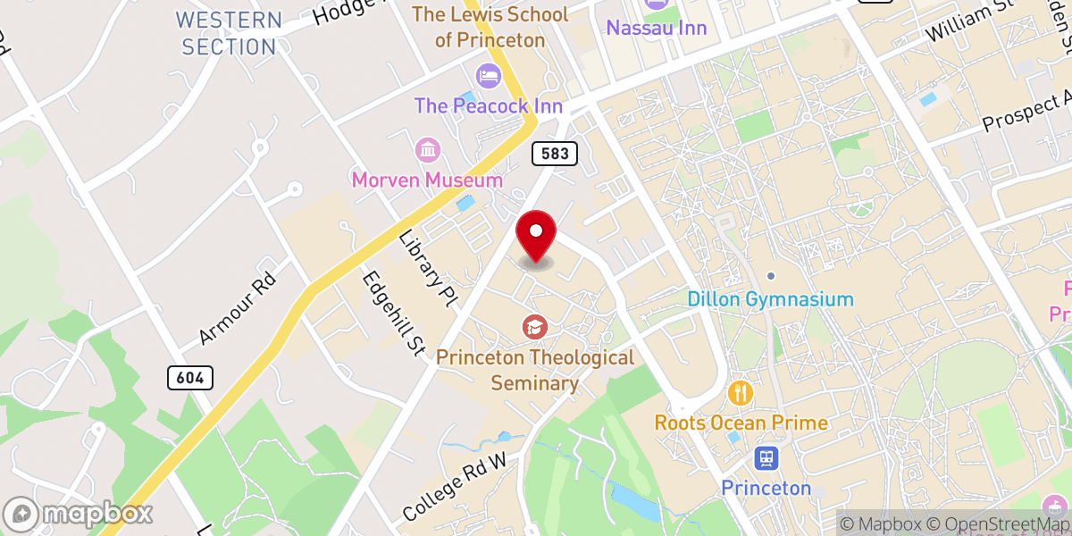 Map showing location of Overseas Ministries Study Center at Princeton Theological Seminary