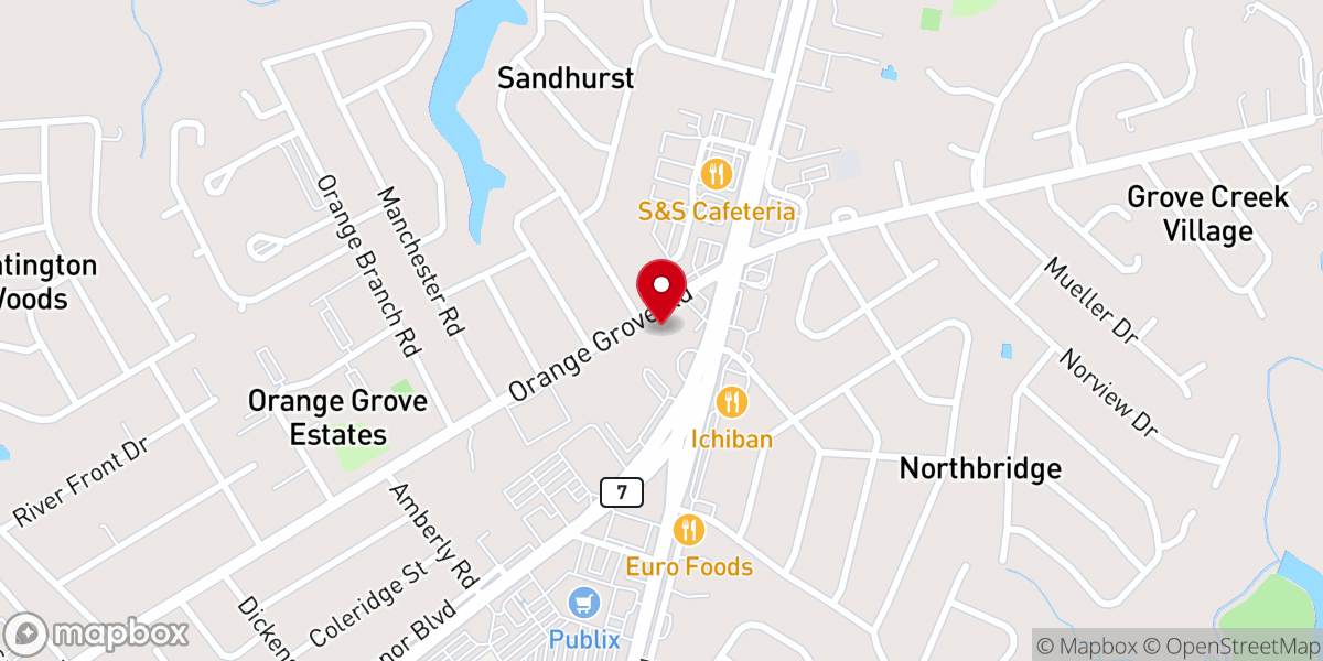Map showing location of Northbridge Baptist Church