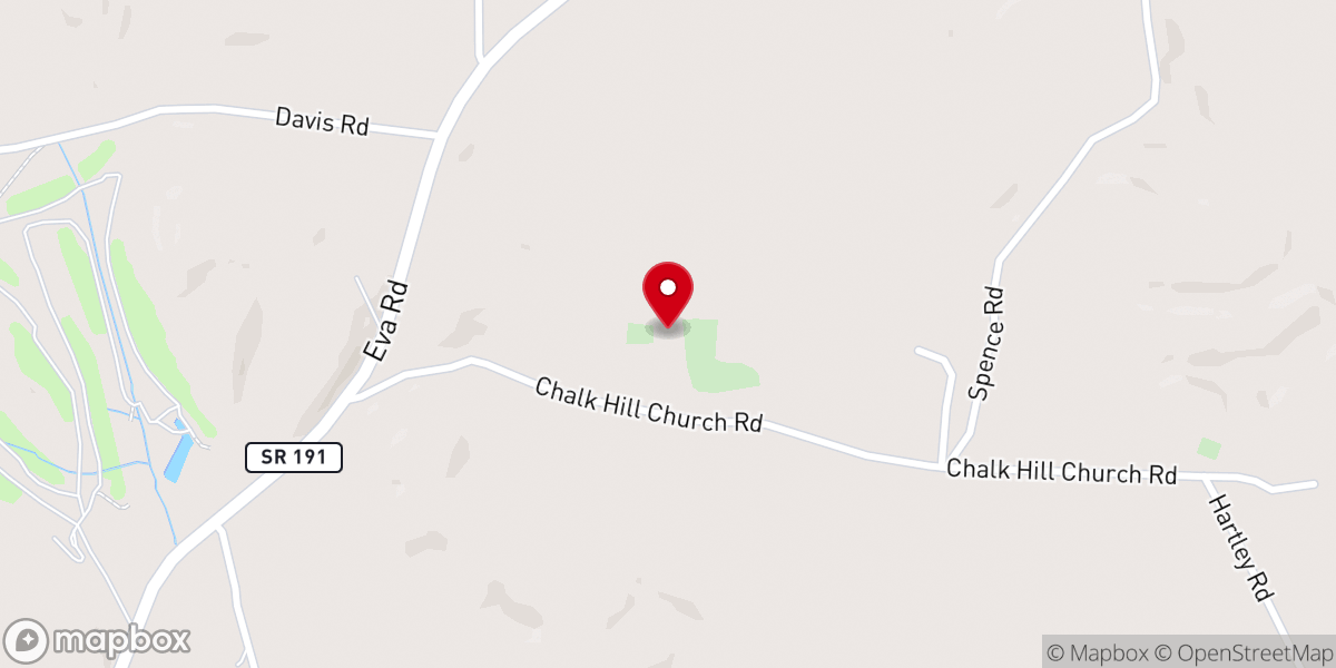 Map showing location of Chalk Hill M.B. Church