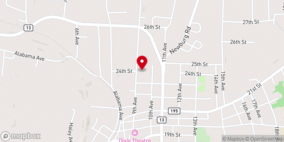 Map showing location of Ninth Avenue Church of Christ