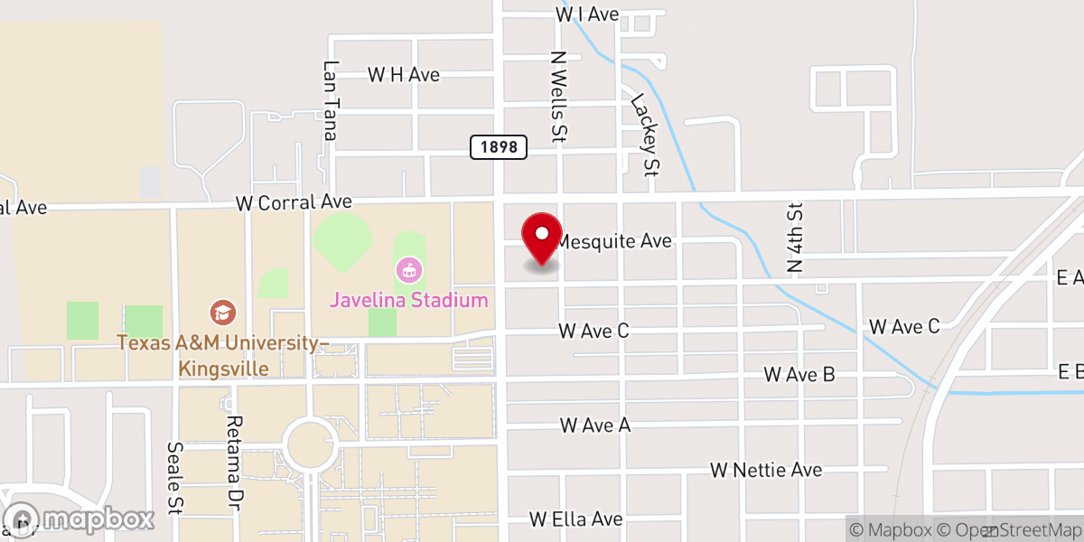 Map showing location of Coastal Bend Baptist Association