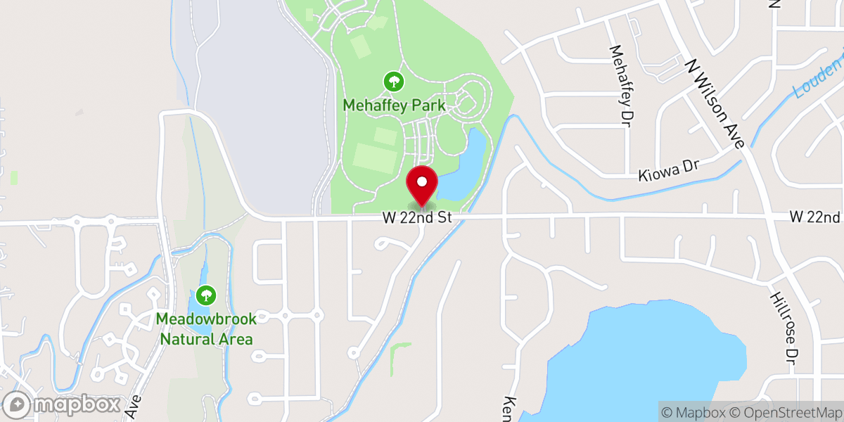 Map showing location of Mehaffey Park - South Entrance