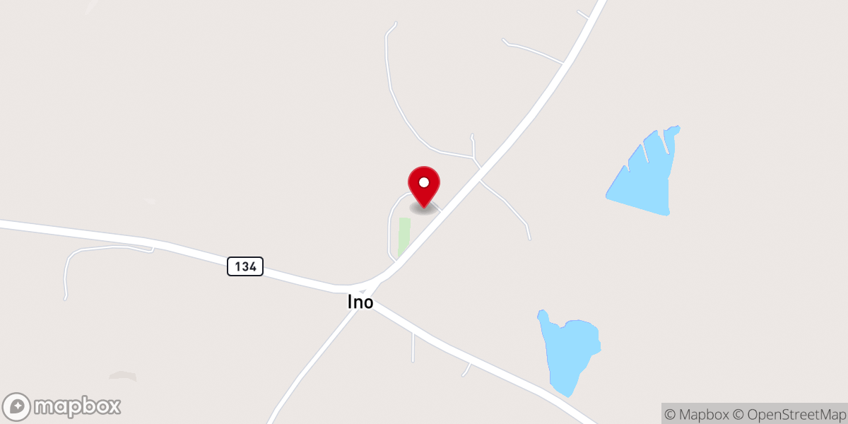 Map showing location of Ino Baptist Church