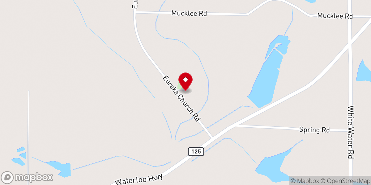 Map showing location of Eureka Primitive Baptist Church