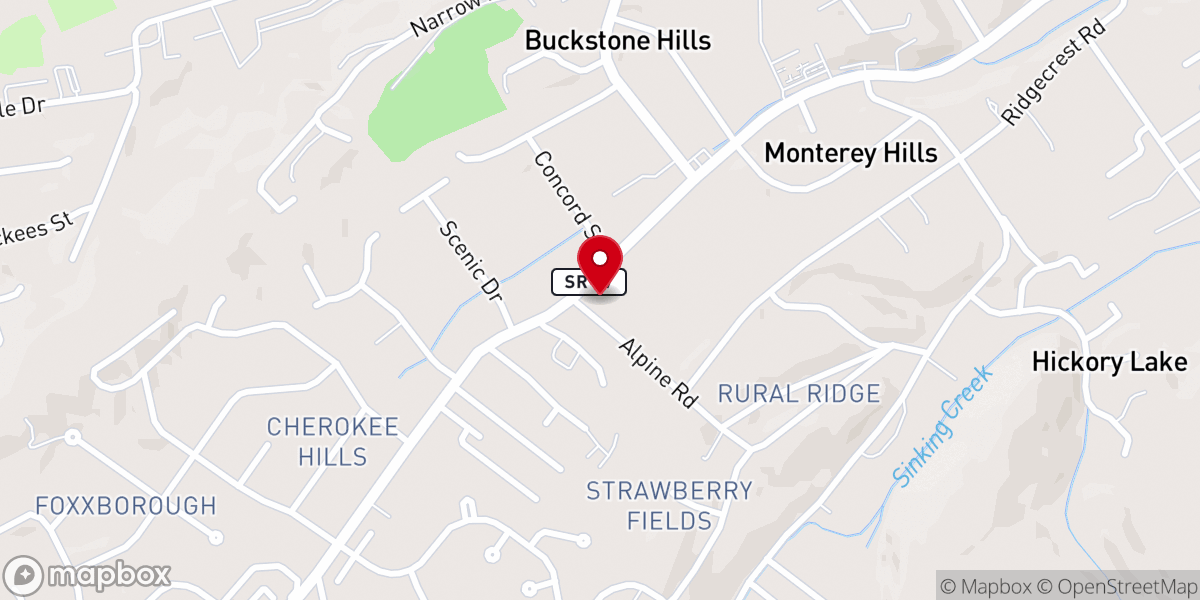 Map showing location of Cherokee Church